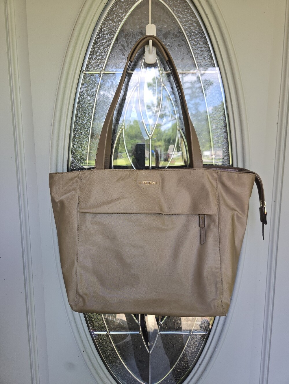 TUMI Weekend Foldable Tote Tan Nylon